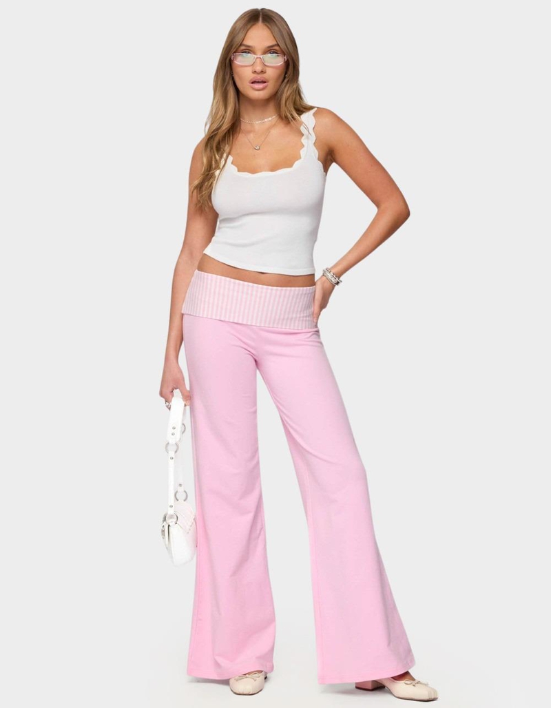 EDIKTED Meshey Striped Fold Over Pants image number 4