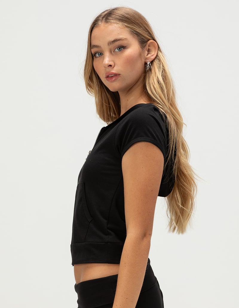 FULL TILT Womens Zip-Up Short Sleeve Hoodie image number 2