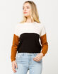 FULL TILT Color Block Tan Womens Crop Sweater image number 2