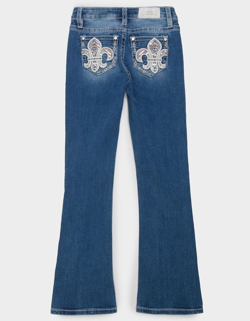 MISS ME Fleur De Lis Girls Mid Rise Bootcut Jeans image number 1