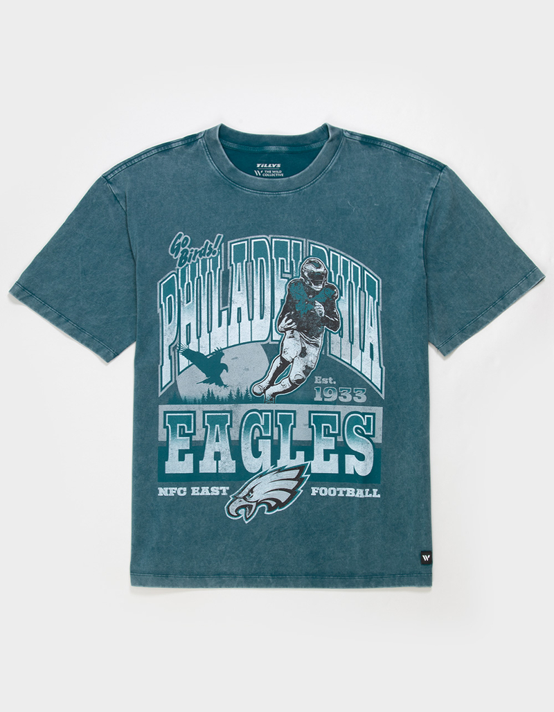THE WILD COLLECTIVE Philadelphia Eagles Player Mens Washed Boxy Tee image number 0