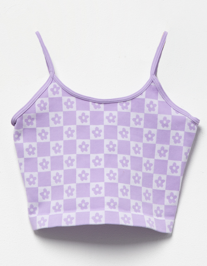 WHITE FAWN Floral Checker Low Back Girls Top image number 0