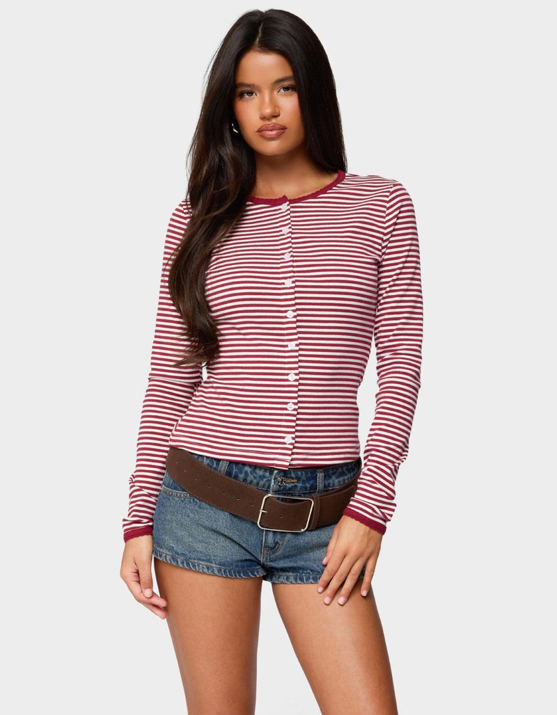 EDIKTED Rayla Striped Button Up Top image number 0