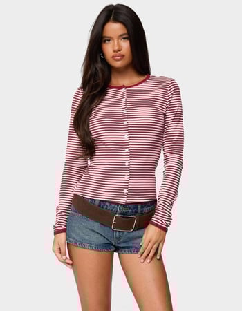 EDIKTED Rayla Striped Button Up Top Primary Image