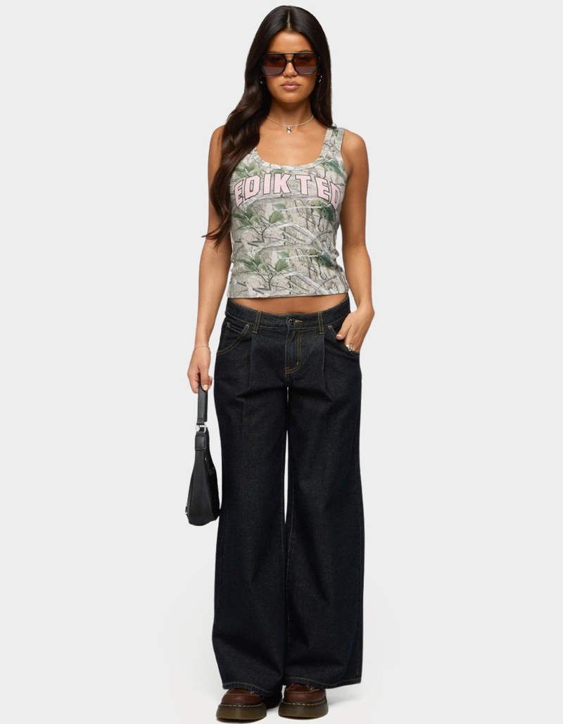 EDIKTED Pleated Low Rise Wide Leg Jeans image number 4