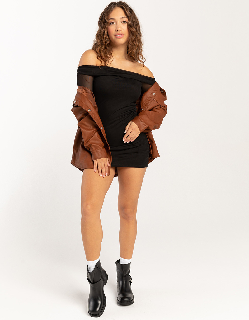URBAN REPUBLIC Faux Leather Womens Shacket image number 3