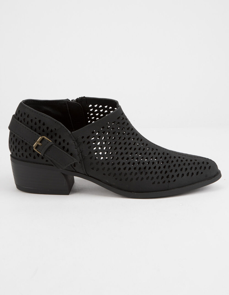 QUPID Perforated Low Black Womens Booties image number 1