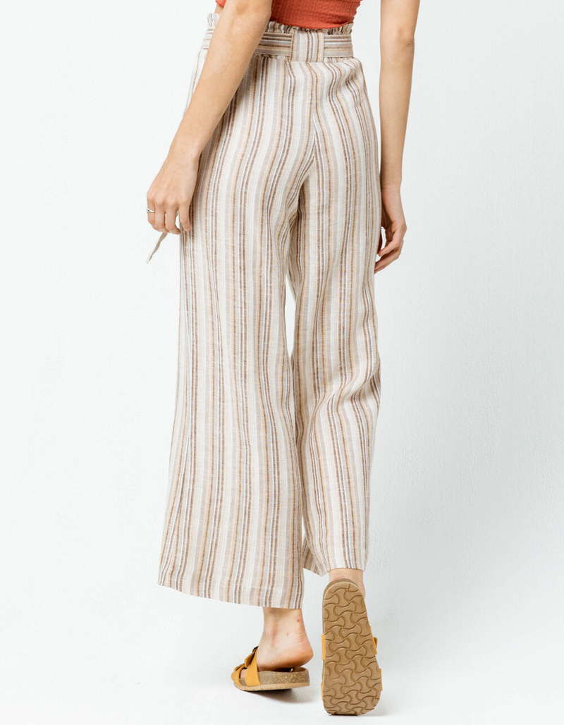 SKY AND SPARROW Paperbag Tie Waist Crop Womens Wide Leg Pants image number 2