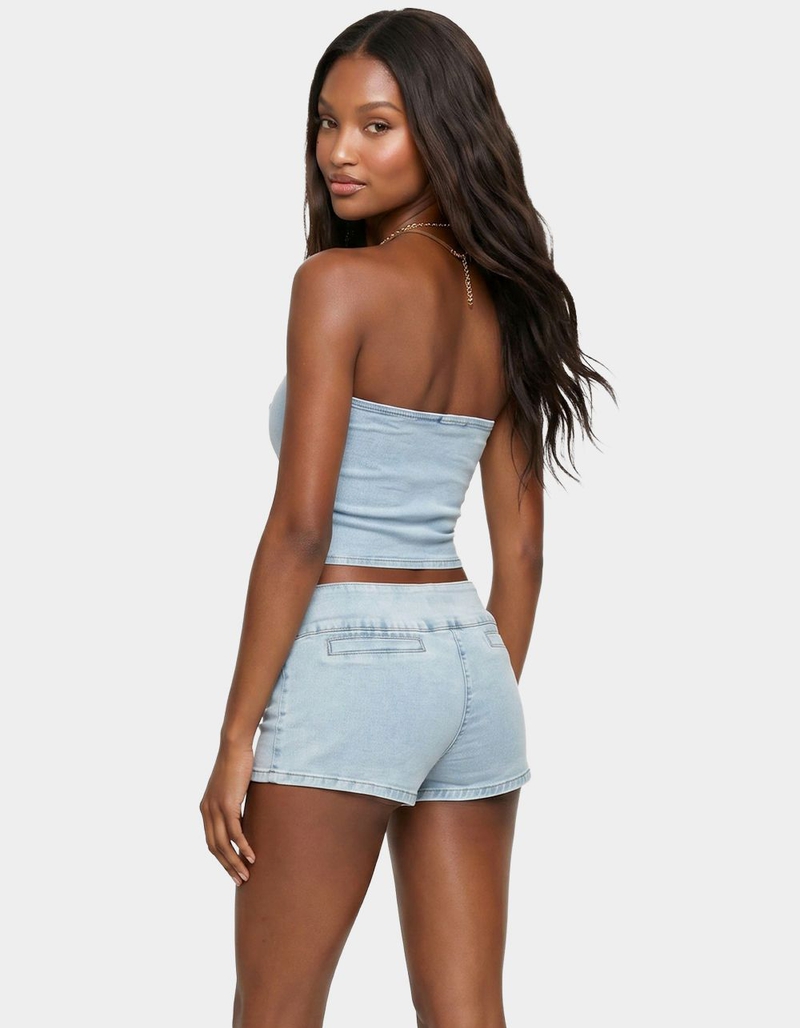 EDIKTED Zaida Asymmetric Denim Strapless Top image number 2