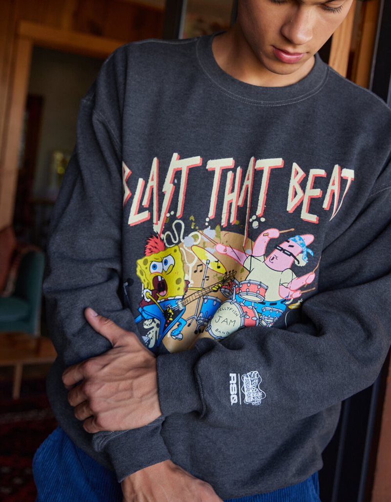 RSQ x SpongeBob Blast That Beat Mens Crewneck Sweatshirt image number 3