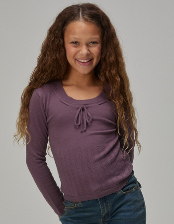 RSQ Girls Pointelle Bow Sweater Primary Image