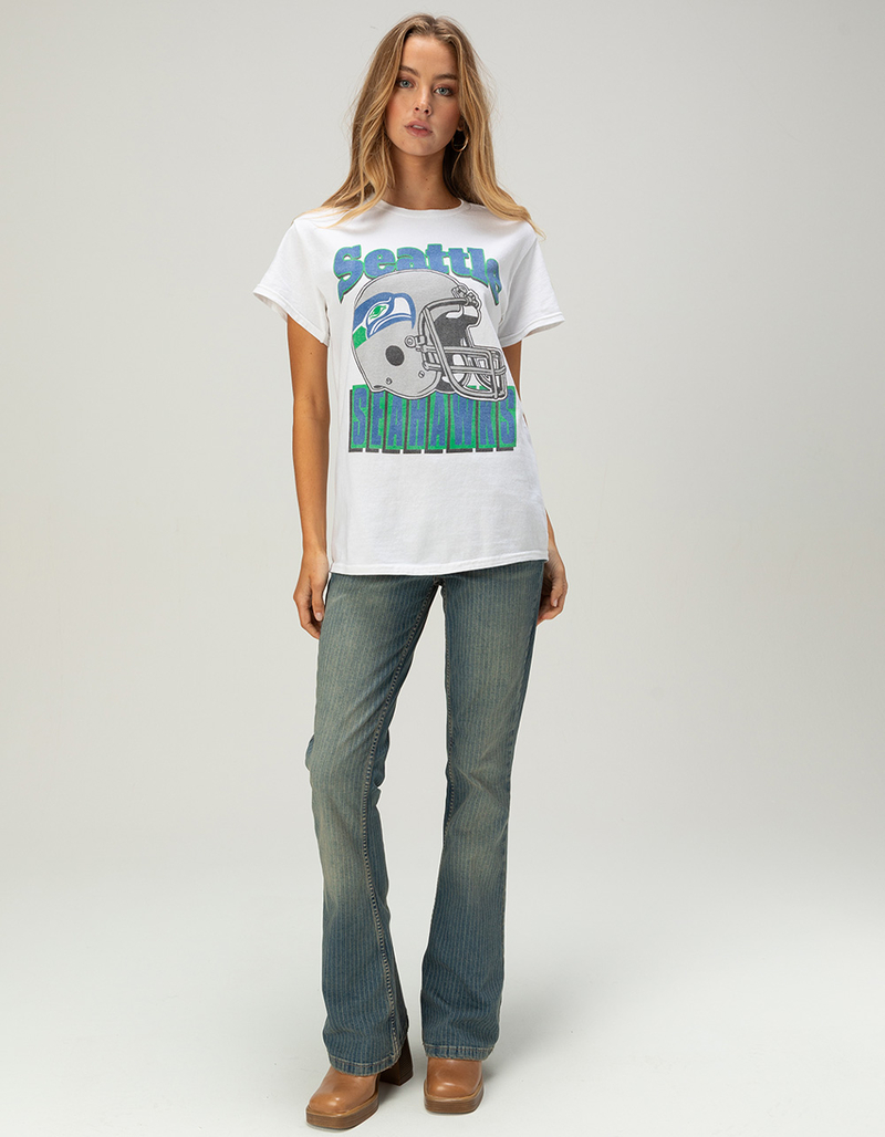 JUNK FOOD Seattle Seahawks Throwback Helmet Womens Boyfriend Tee image number 5