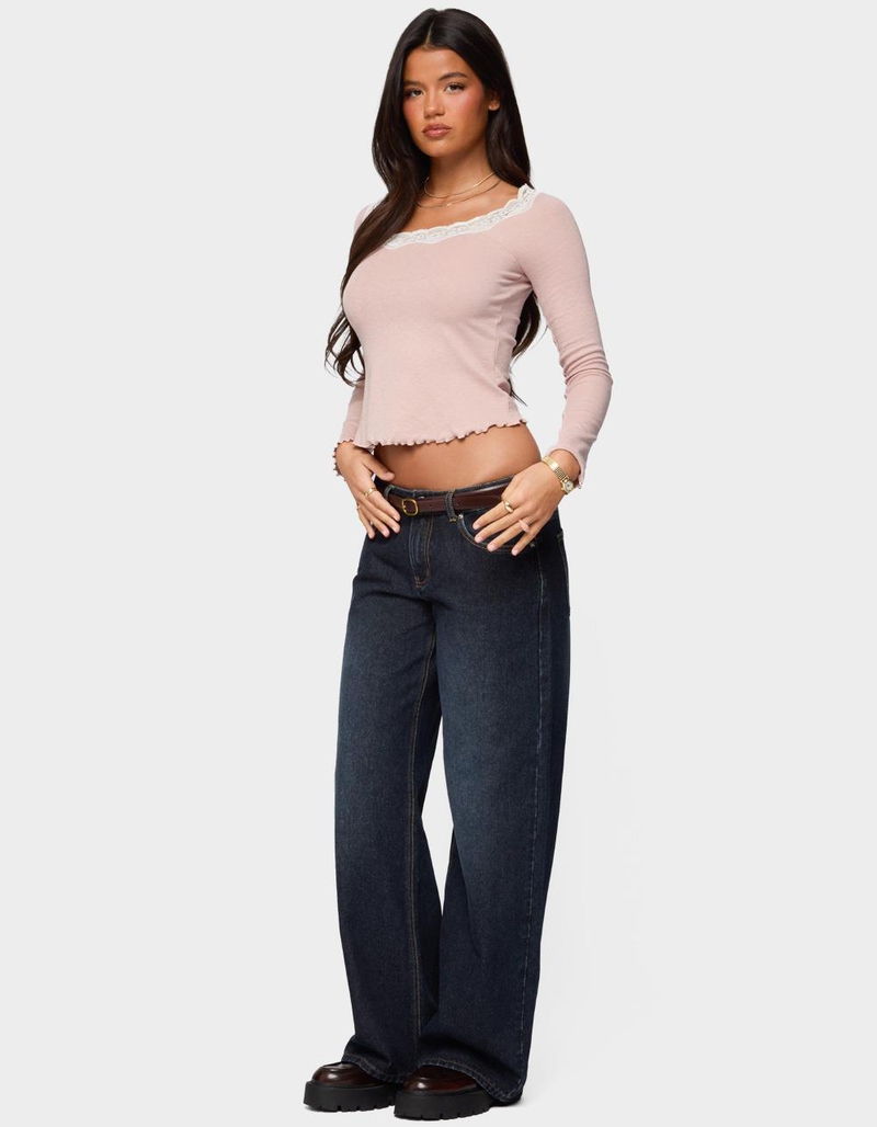 EDIKTED Emmery Lacey Boat Neck Top image number 3