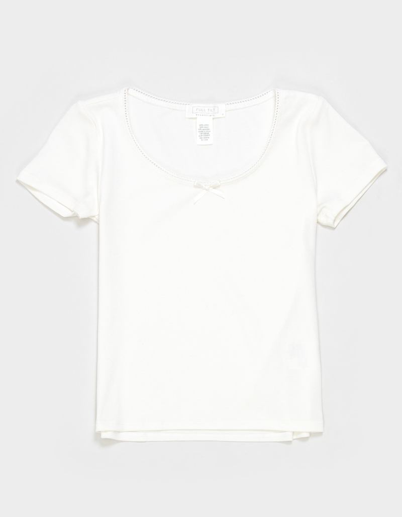 FULL TILT Essentials Girls Bow Trim Tee image number 1