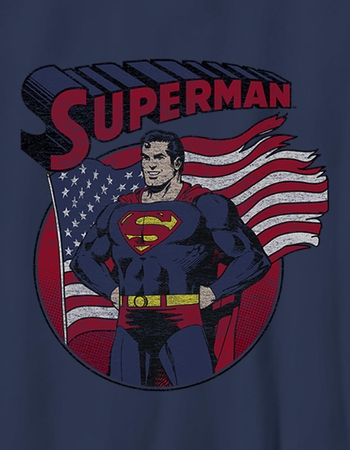 SUPERMAN Ragged Flag Distressed Unisex Kids Tee Alternative Image