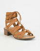 CITY CLASSIFIED Strappy Lace Up Cognac Womens Sandals image number 1