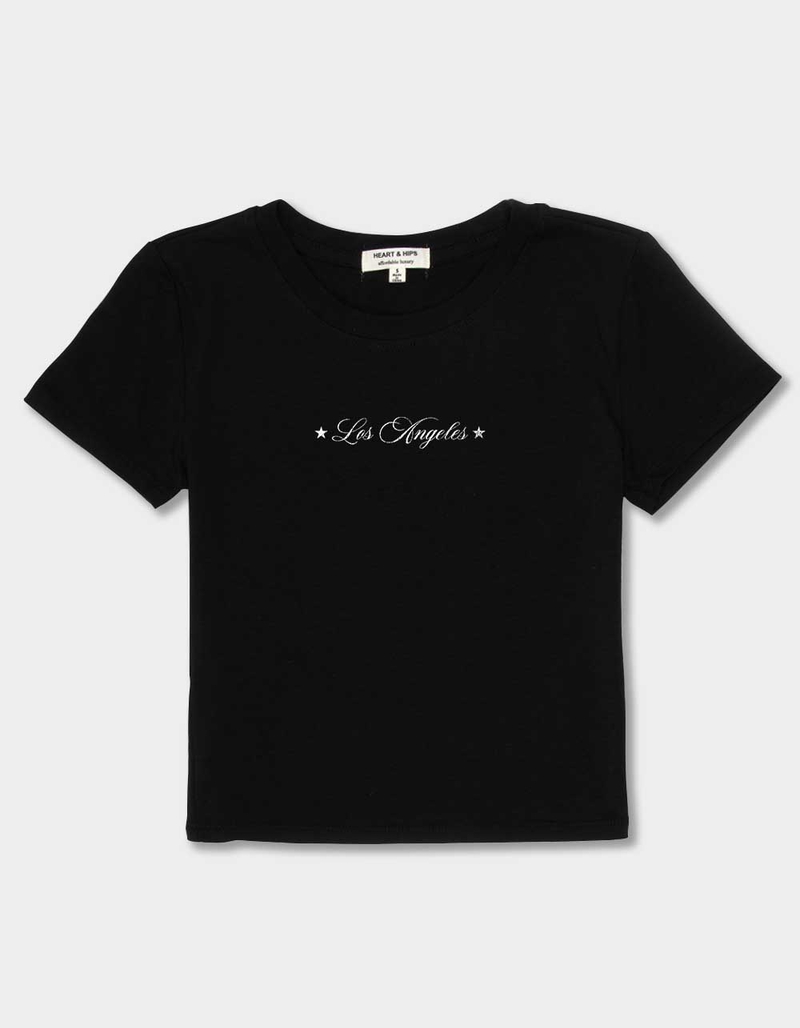 LOS ANGELES Script Distressed Womens Baby Tee image number 1