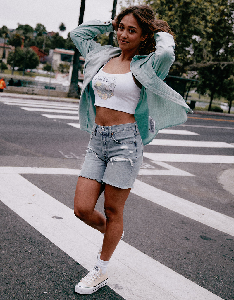 LEVI'S 501 High Rise Mid-Thigh Womens Denim Shorts - Earthquake image number 8