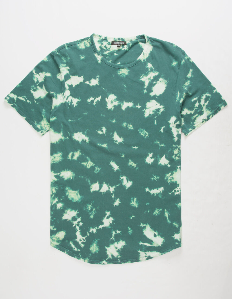 ELWOOD Tie Dye Curved Hem Forest Mens T-Shirt image number 0