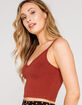 BOZZOLO V Neck Rib Womens Rust Crop Cami image number 2
