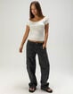 FULL TILT Womens Off The Shoulder Henley Top image number 2