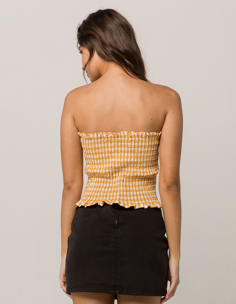 HEART HIPS Gingham Yellow Womens Tube Top image number 2