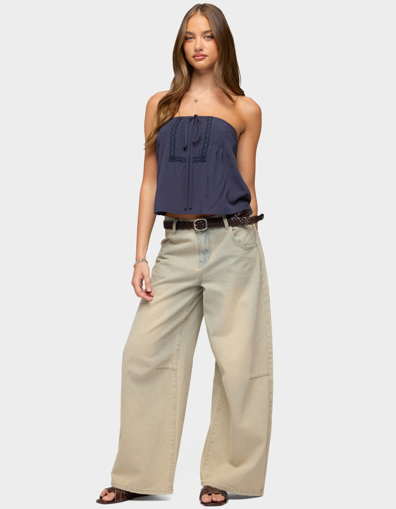EDIKTED Joycee Tie Front Strapless Top image number 3