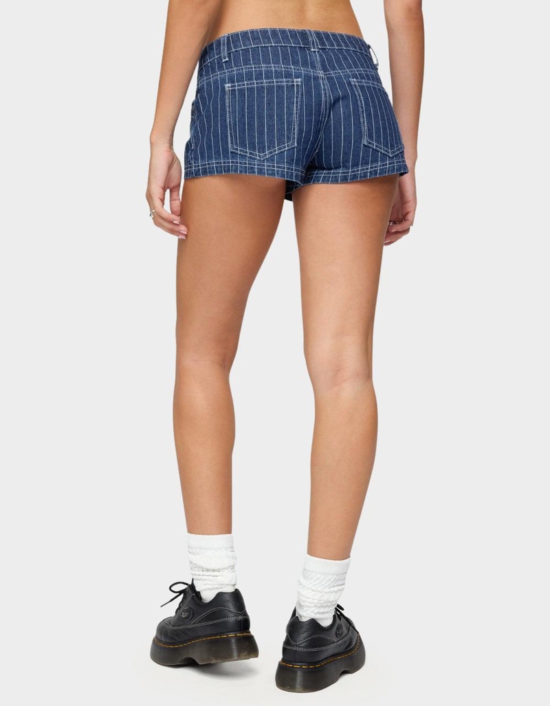 EDIKTED Hanson Pinstripe Denim Shorts image number 2