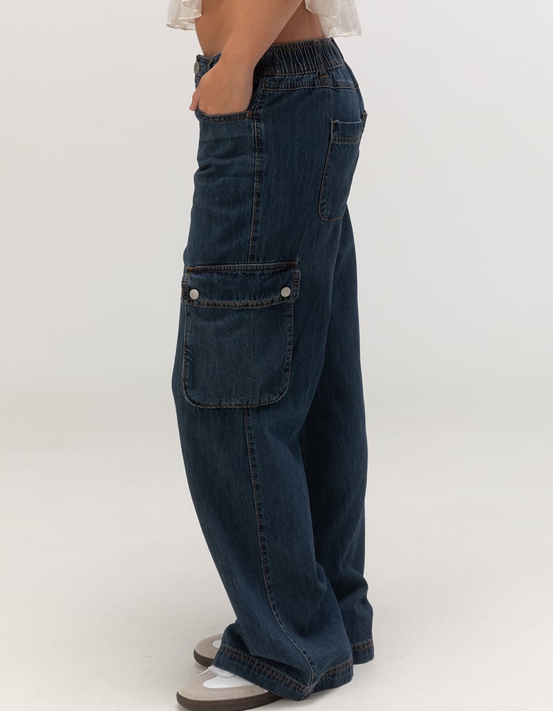 RSQ Womens Low Rise Cargo Baggy Denim Jeans image number 2