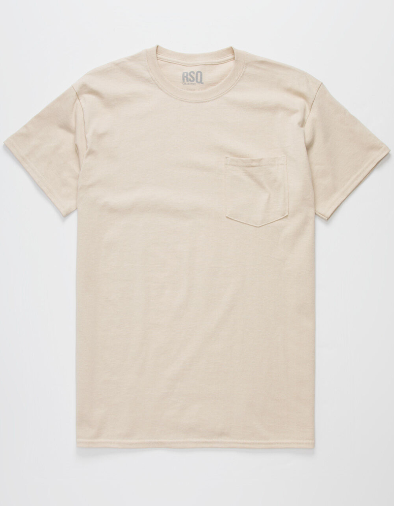 RSQ Solid Mens Oatmeal Pocket Tee image number 0