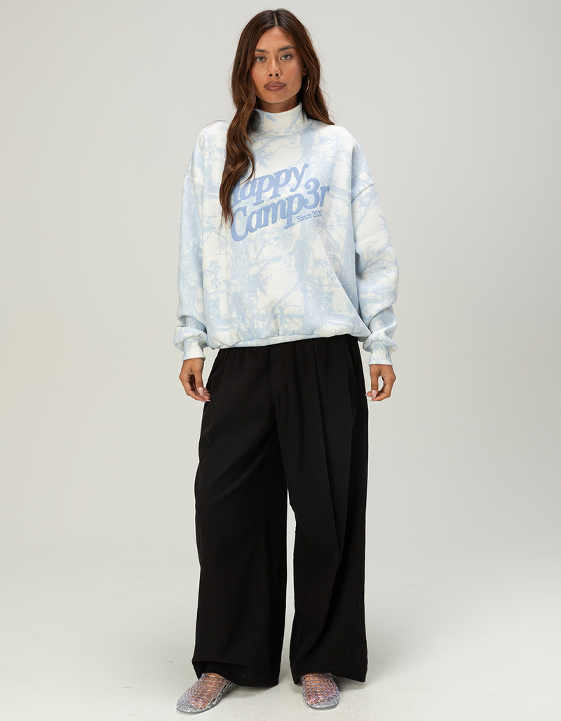 HAPPY CAMP3R Blue Camo Womens Mock Neck Sweatshirt image number 3