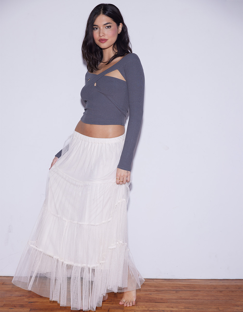 WEST OF MELROSE Off The Shoulder Cut Out Womens Top image number 4