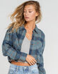 RSQ Double Windowpane Womens Crop Flannel Shirt image number 2