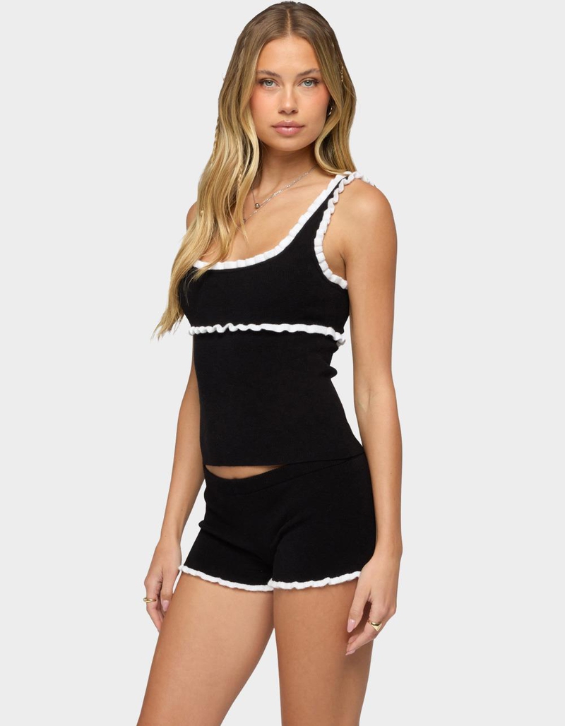 EDIKTED Saffra Contrast Ruffle Knit Top image number 1