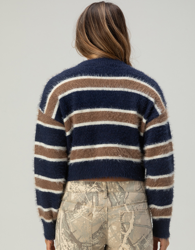 FULL TILT Fuzzy Striped Womens Sweater image number 2