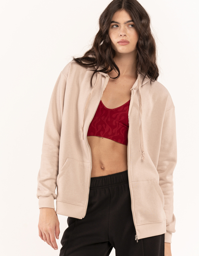 FULL TILT Essentials Womens Oversized Zip-Up Hoodie image number 3