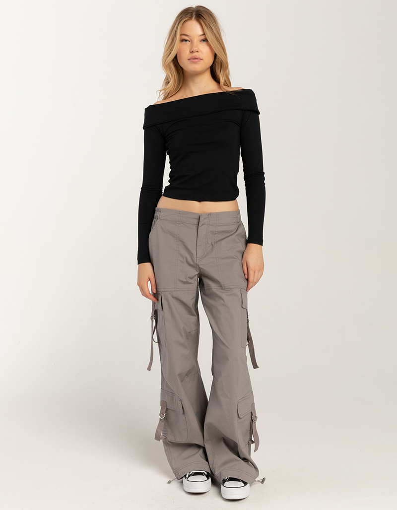 FULL TILT Fold Over Off The Shoulder Womens Long Sleeve Top image number 1