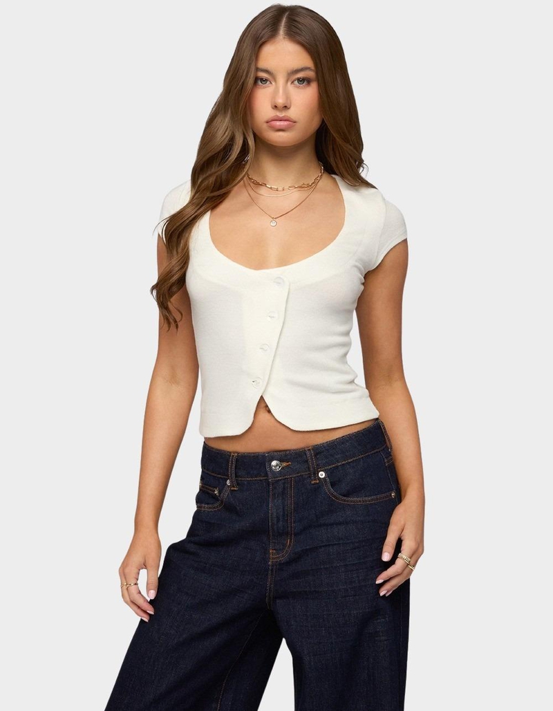 EDIKTED Blaunca Asymmetric Knit Top image number 0
