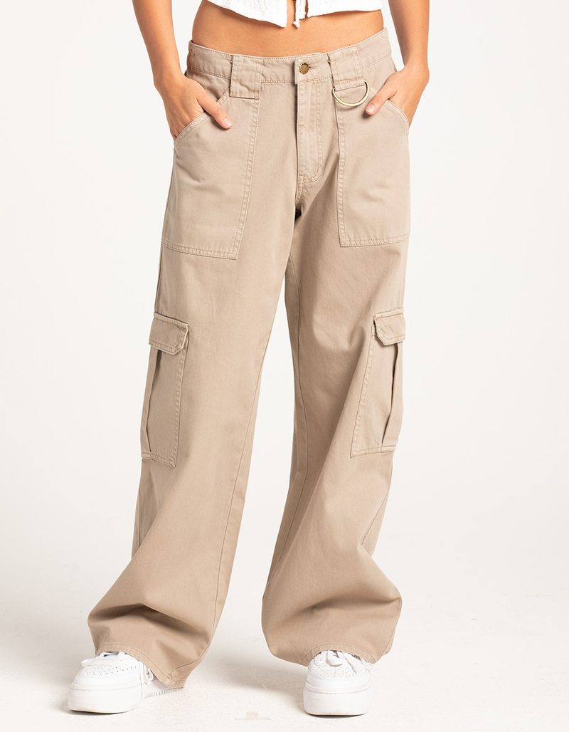 RSQ Womens Mid Rise D Ring Cotton Cargo Pants image number 1
