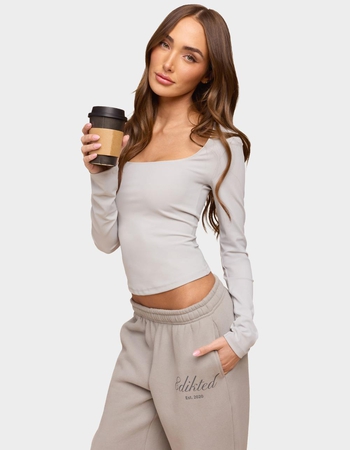 EDIKTED Hayden Square Neck Long Sleeve Top Alternative Image