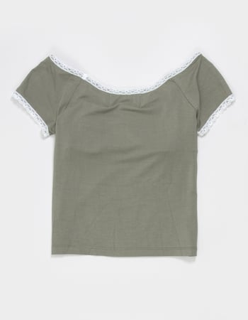 NECTAR CLOTHING Girls Lace Trim Top Alternative Image
