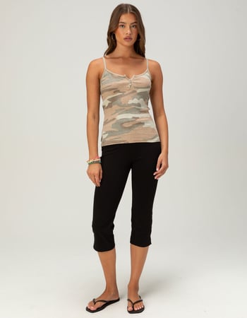 FULL TILT Camo Womens Long Henley Cami Alternative Image