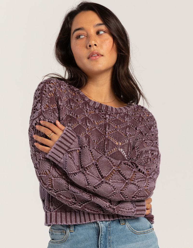 FULL TILT Womens Open Weave Washed Pullover Sweater image number 0