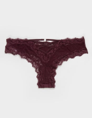 FULL TILT Polka Dot Mesh Back Lace Trim Thong Alternative Image