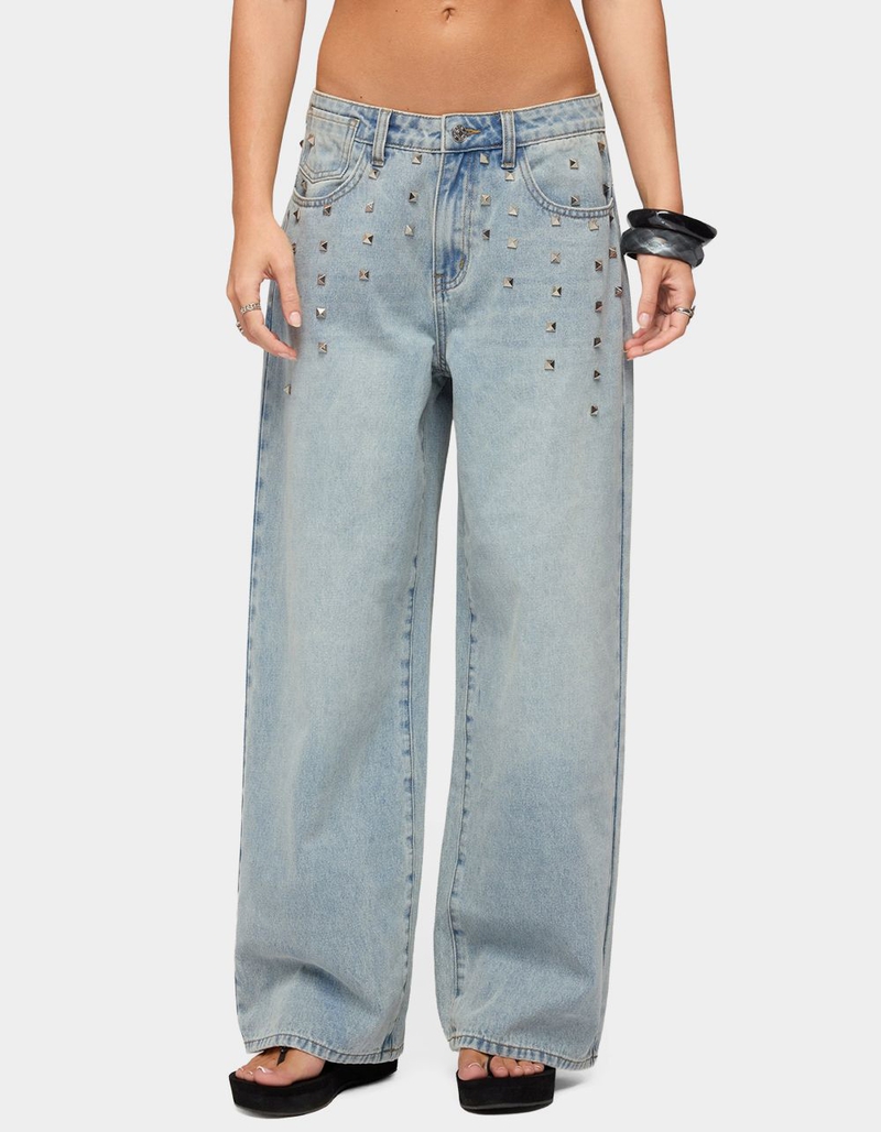 EDIKTED Oaklee Studded Low Rise Baggy Jeans image number 0