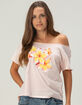 RSQ Womens Plumeria Off The Shoulder Tee image number 1