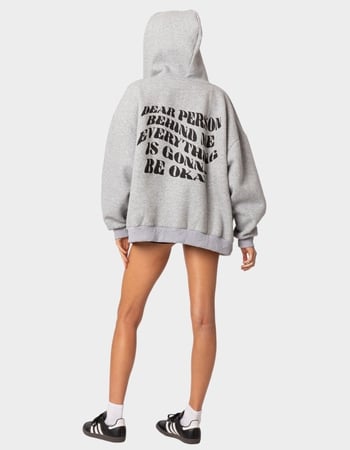 EDIKTED Everything's Ok Zip Up Oversized Hoodie Primary Image