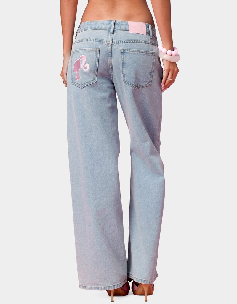 EDIKTED Embroidered Barbie&trade; Low Rise Baggy Jeans image number 2