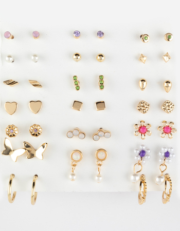 FULL TILT 20 Pack Beaded Flower Heart Earrings Primary Image