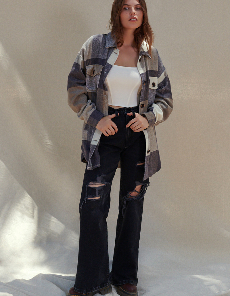 WEST OF MELROSE Destructed Wide Leg Womens Jeans image number 4